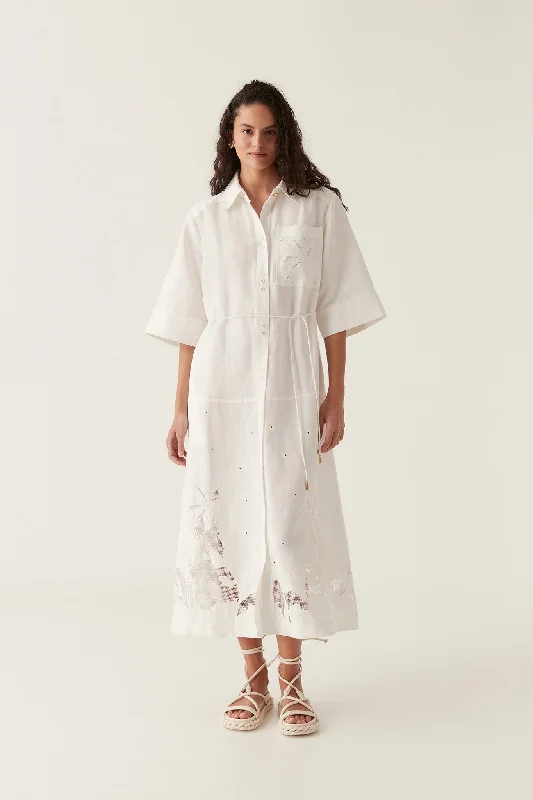 Agua Embroidered Shirt Dress