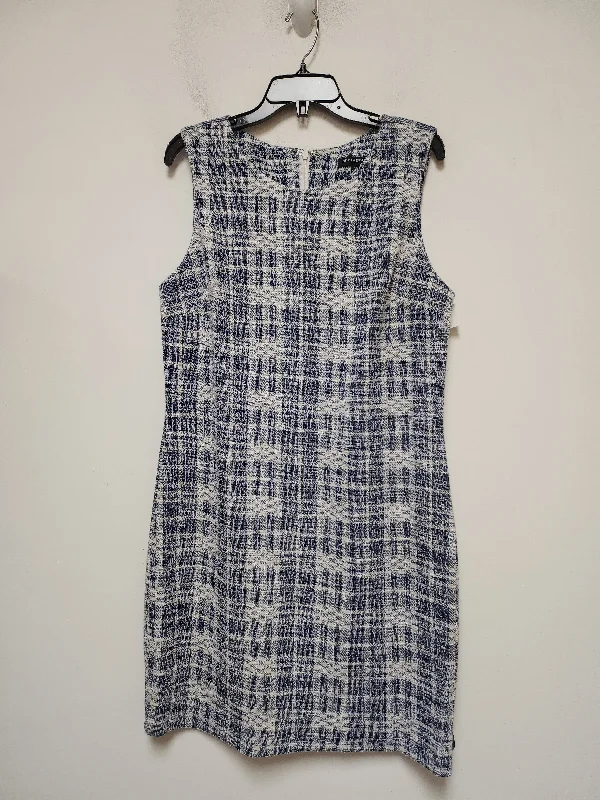 Blue & White Dress Casual Midi Sharagano, Size Xl