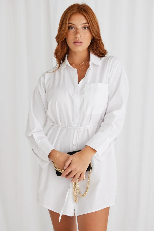 Calli White Poplin Boyfirend Shirt Dress