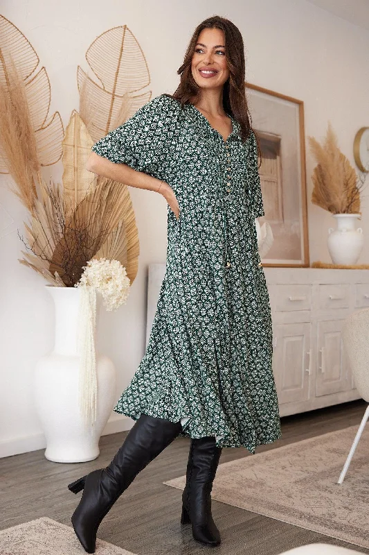 Raizel Dress - Green Print