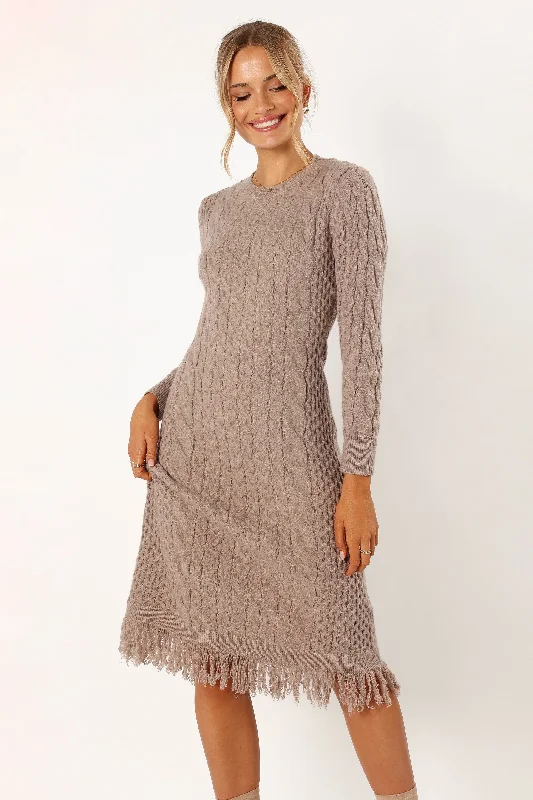 Roberta Long Sleeve Knit Dress - Grey