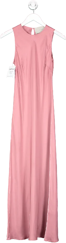 Asceno Pink Silk Maxi Dress UK XS