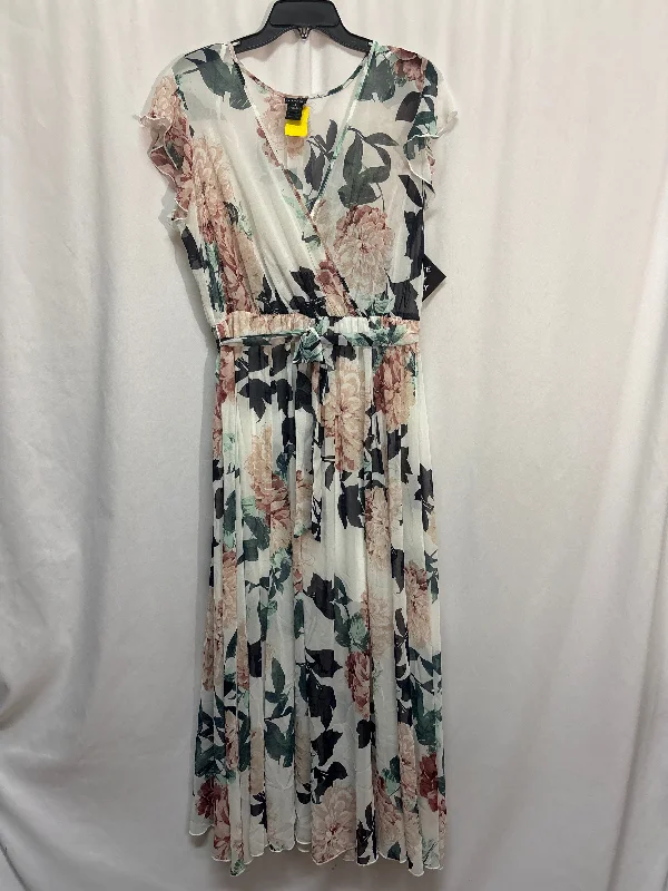 Dress Casual Maxi By Clothes Mentor In Green & Pink, Size: L