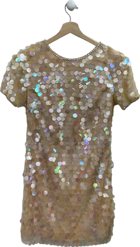 Lipsy Gold Sequin Embellished Mini Dress UK 8