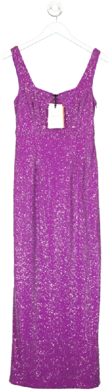 LK Bennett Purple Winter Sequin Maxi Dress UK 10