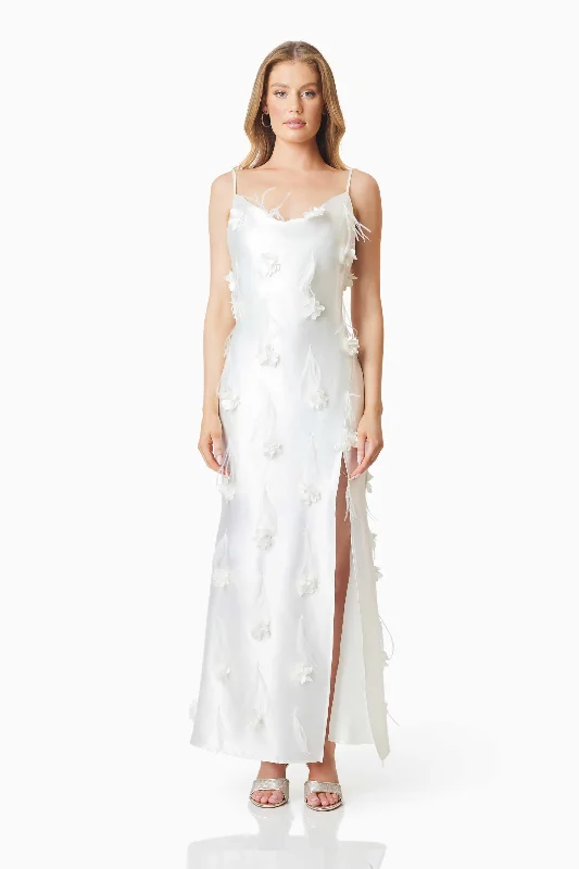 Lunaria Satin Maxi Dress In White