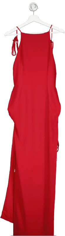 Mônot Crepe Cut-out Red Maxi Dress UK 8