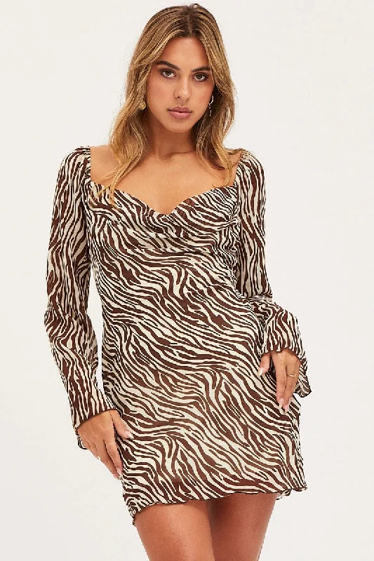 Print Mini Dress Long Sleeve