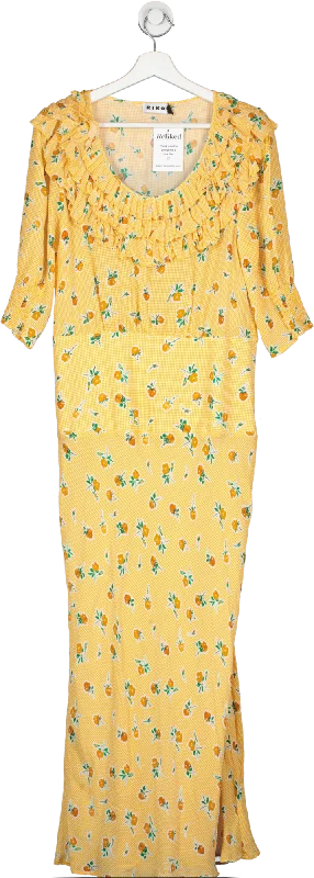 Rixo Yellow Belle Floral Silk-blend Maxi Dress UK M