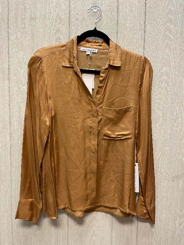 Blouse Long Sleeve By Cmc In Gold, Size: S