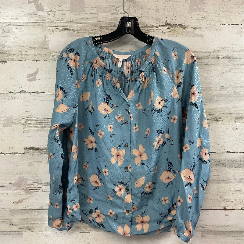 Blouse Long Sleeve By Rebecca Taylor In Blue, Size: S