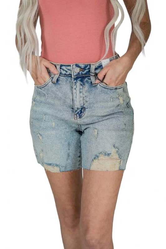 Hi Waist Boyfriend Shorts In Mineral Wash