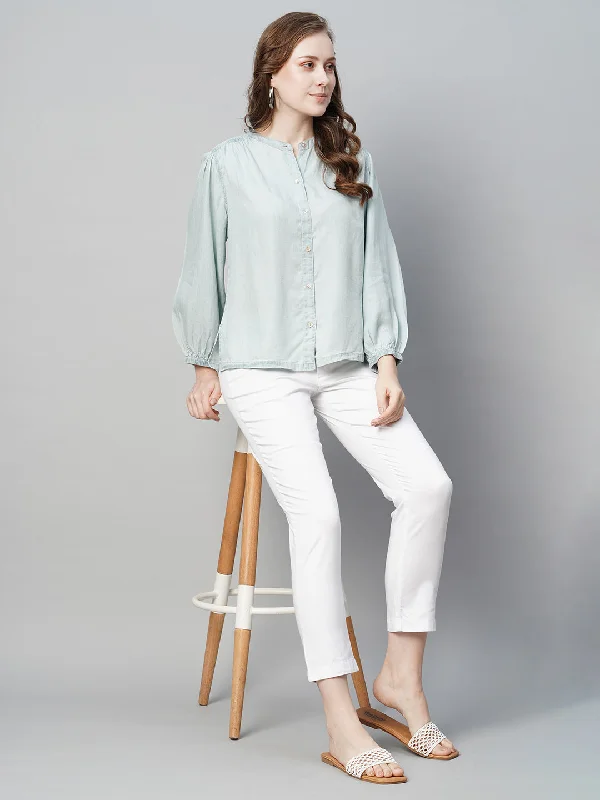 Women's Blue Excel Regular Fit Blouse