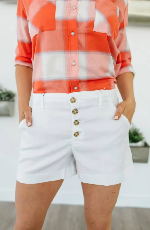 Lyndie Button Front Short In White