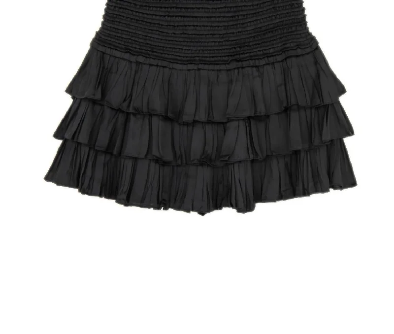 Women's Bree Layered Silky Ruffle Smock Skort In Black