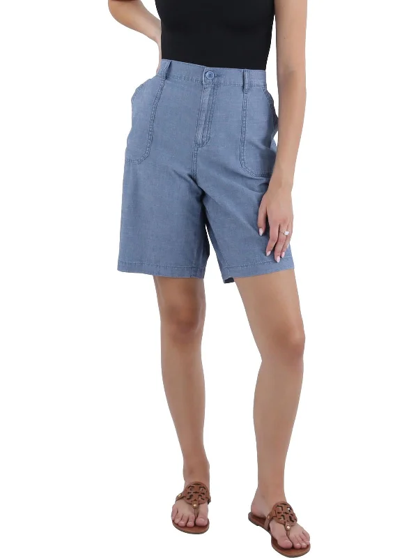 Womens Mid-Rise Knee-Length Bermuda Shorts