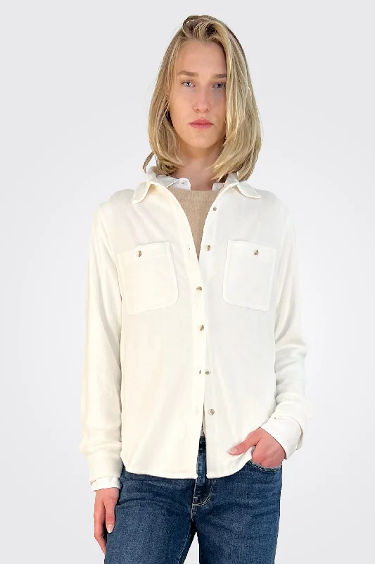 Button Up Shacket - White