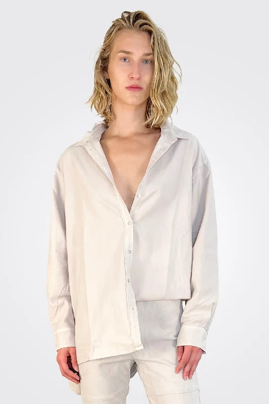 Light Velvet Oversize Shirt - Chalk