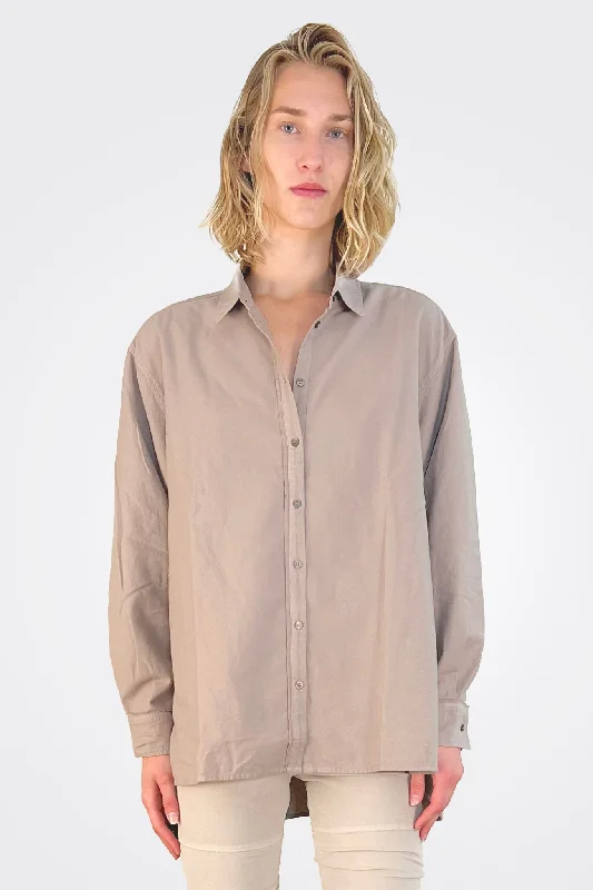 Light Velvet Oversize Shirt - Griege