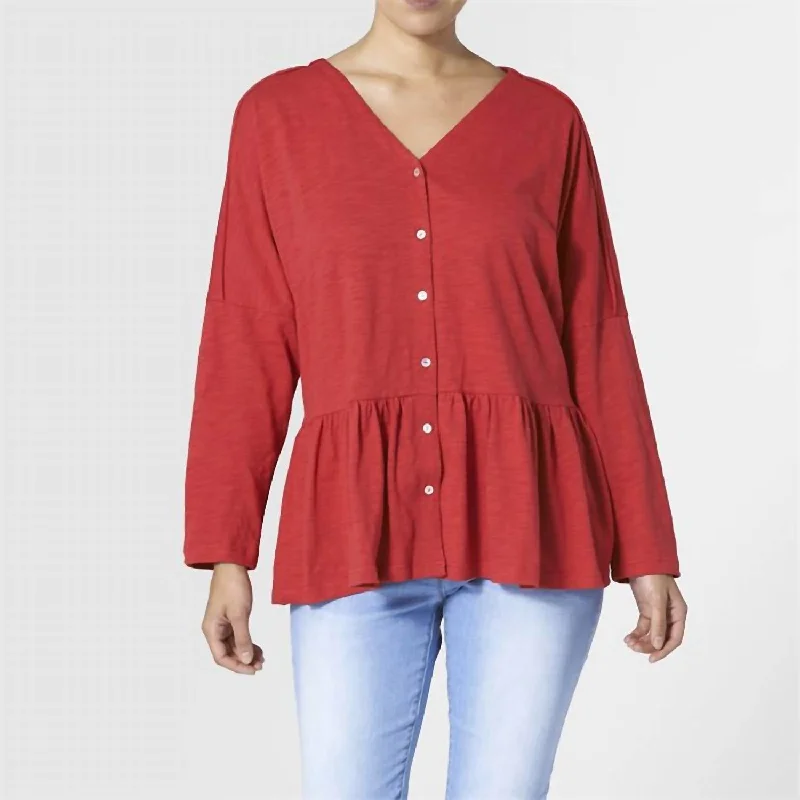 Bailey Oversized Top In Red