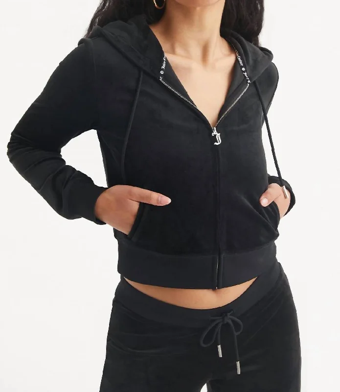 Big Bling Velour Hoodie In Liquorice