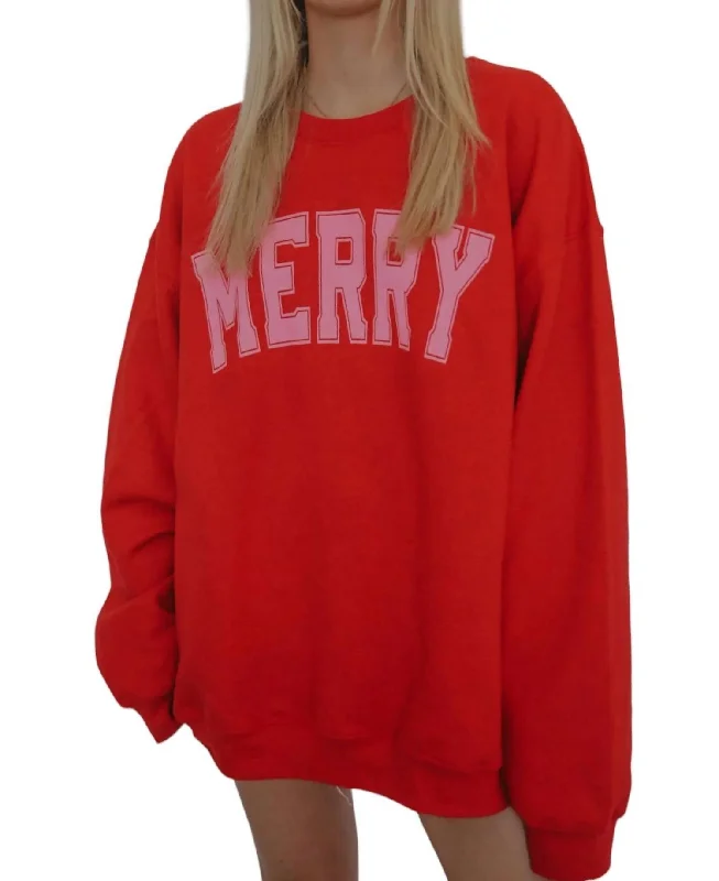 Merry Collegiate Sweatshirt In Red