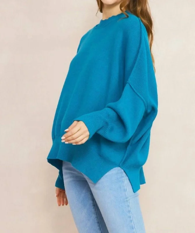 Oversized Comfort Sweater In Ocean Blue