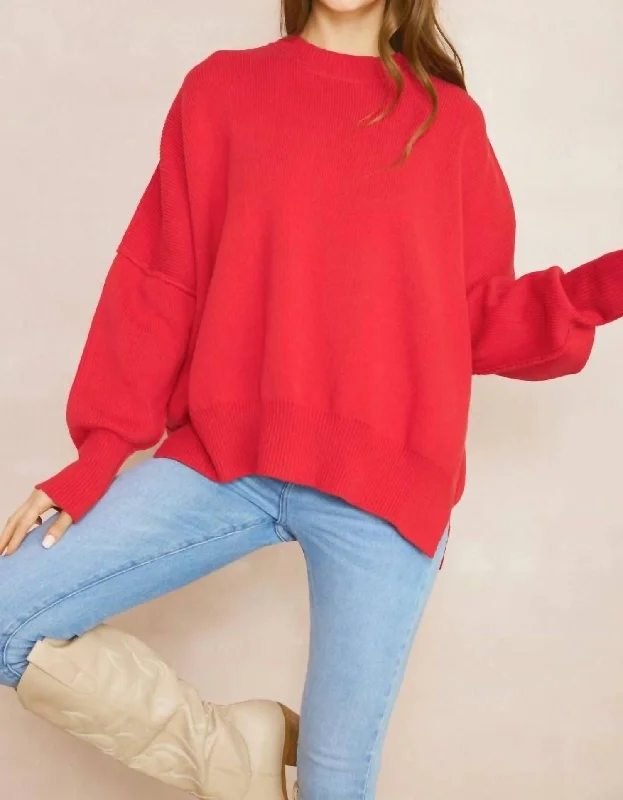 Oversized Comfort Sweater In Red