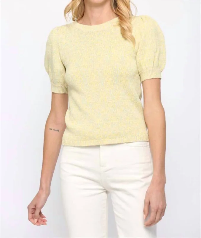 Puff Sleeve Swater In Yellow