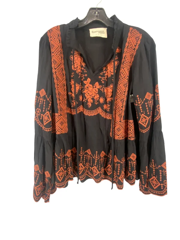 Top Long Sleeve By Savanna Jane In Black, Size: L