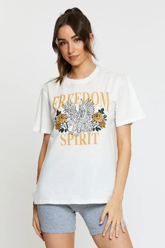 White Graphic T Shirt Short Sleeve