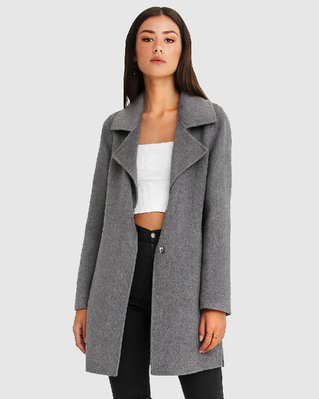 Ex-Boyfriend  Wool Blend Oversized Jacket - Dark Grey