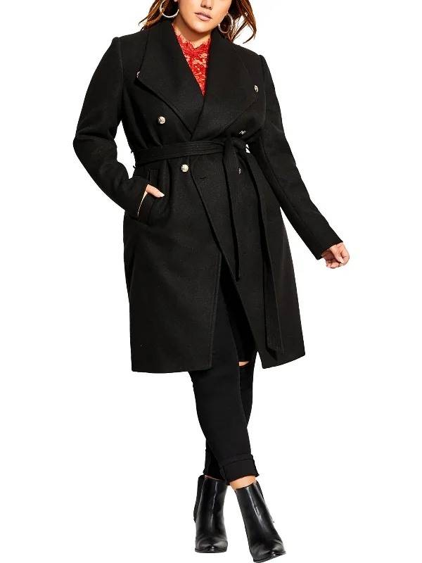 Plus Sassy Mili Womens Cold Weather Fleece Pea Coat