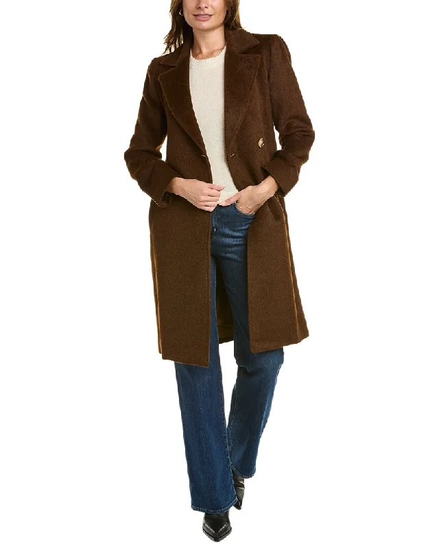 sofiacashmere Belted Alpaca & Wool-Blend Coat