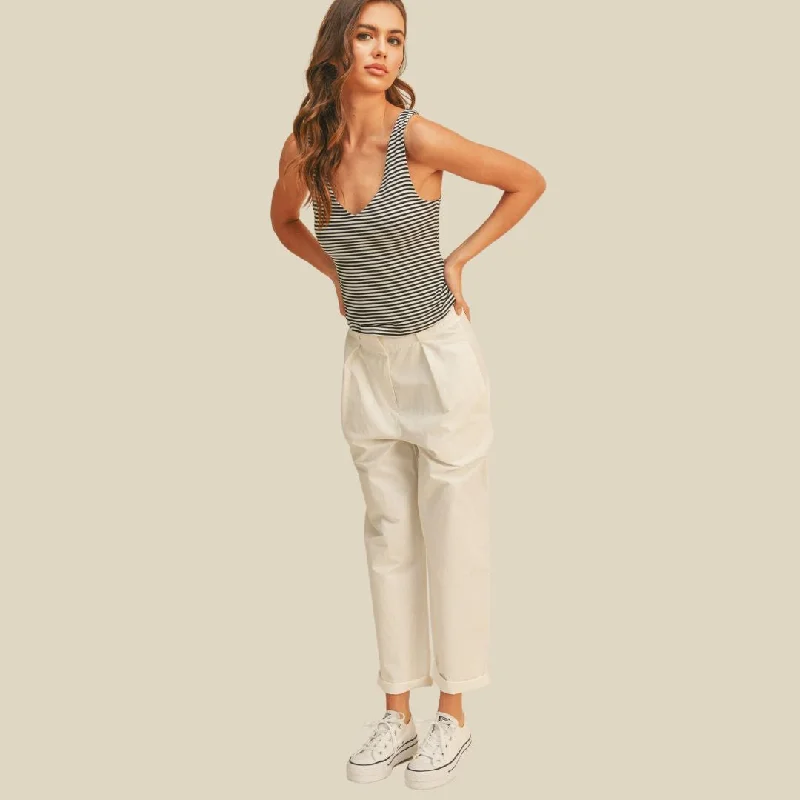 Cotton Highwaisted Trousers (White)