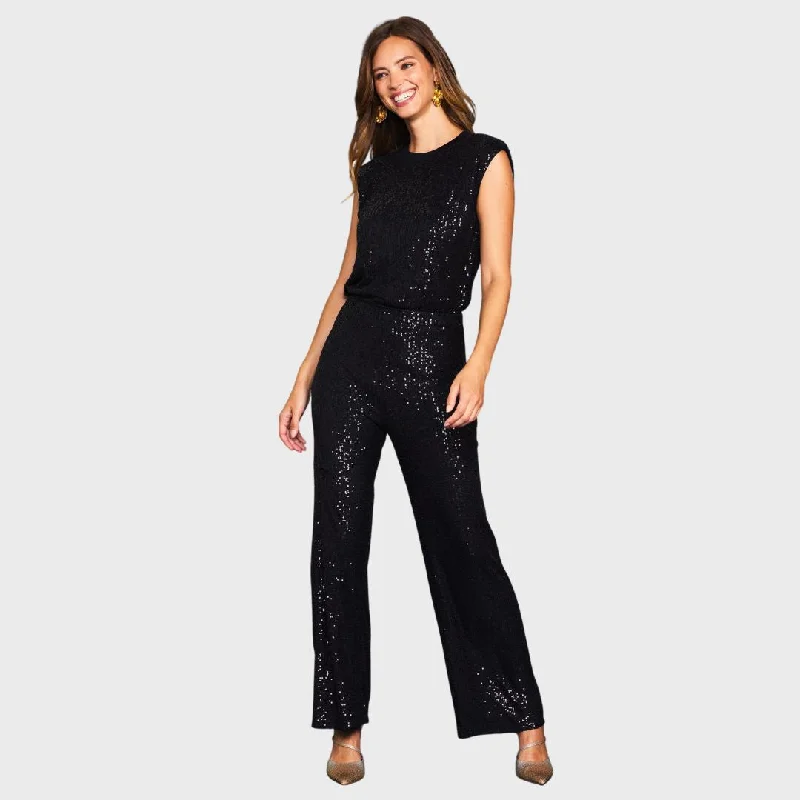 Sequin Flared Pants (Black)