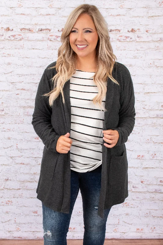 Here For A Lifetime Cardigan, Charcoal