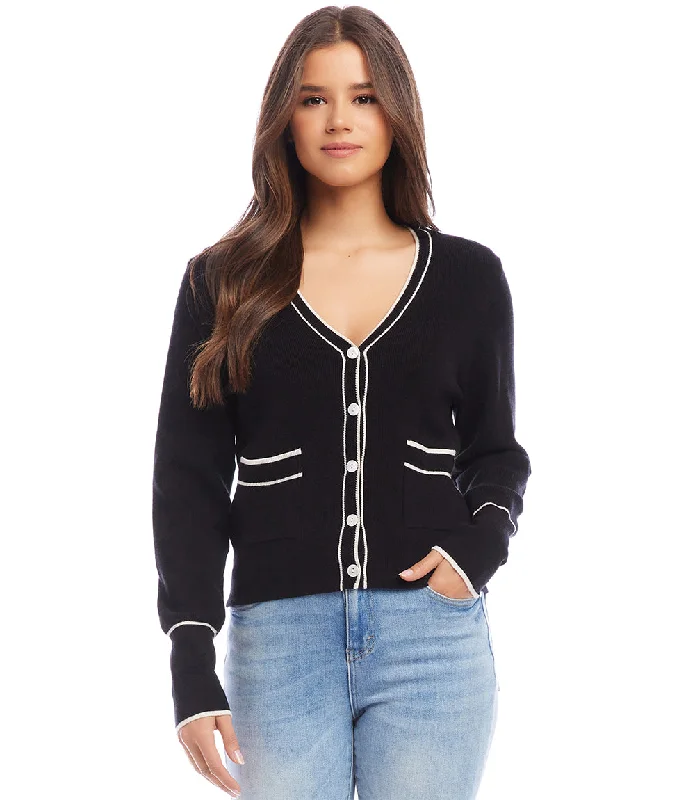 Petite Size Contrast Trim Cardigan